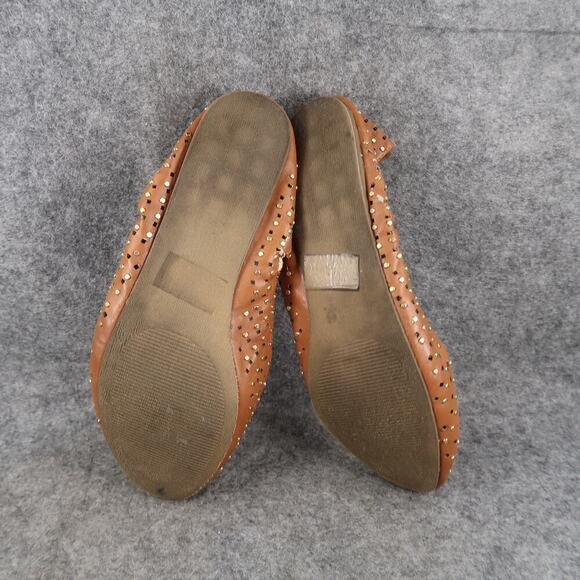 Steve Madden Shoes Womens 9 Ballet Flats Studs Perforated Brown Slip On Casual - Picture 10 of 12